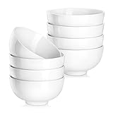 MALACASA, Serie Regular, 8-teilig Porzellan Cremeweiß Müslischalen Set, 420ml Suppenschüssel Reisschale Bowl Schüssel, Snackschale Dessertschale für Salat, Suppen, Ramen, Obst usw. 12,7x12,7x6,2cm