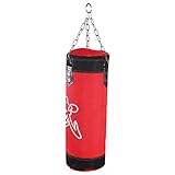 Boxing Boxsack, 80cm Hanging Punching Bag Training Leeren Boxsport Haken Kick Kampf Karate Sand Tasch Sandsack Boxen Thai Kickboxen Kampfsport Erwachsene Zuhause Punchingsäcke Trainingsgeräte Rot