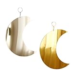 MOTHNUR 2 Stück Boho Mondform Acryl Wanddeko Wohnzimmer Deko Spiegel Klare Oberfläche Stilvolles Wandkunst Design für Moderne Raumgestaltung