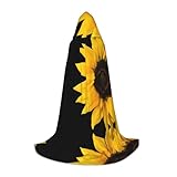 SHLXMDNZ Kapuzenumhang mit Sonnenblumen-Motiv für Jugendliche, perfekter Umhang für Halloween und Themenpartys