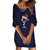 TYUIOP weihnachtskleidung Damen Winterkleidung Damen Winterkleider Damen Knielang schwarz Damen Herbst weihnachtskleider Damen elegant Langarm Kleid Weihnachten Damen-Kleider Shirtkleid
