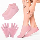 SGERUFZ 3 Paar feuchtigkeitsspendende Gelsocken und Silikonhandschuhe Gelsocken für die Pflege von rissigen Füßen Farbe Rosa