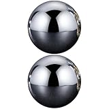 DINHEAROM 2 Stück Edelstahl Weinsteine Ø38mm Wiederverwendbare Whisky Eisbälle mit Glatter Oberfläche für Spirituosen und Wein