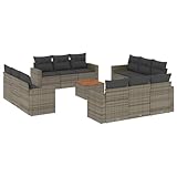 QJBSAVVA Sofagarnituren Gartenlounge Set Garden Furniture Sets Gartensofa - 13-TLG. Garten-Sofagarnitur mit Kissen Grau Poly Rattan für Garten Terrasse Party Balkon