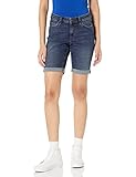 Amazon Essentials Damen Schmal geschnittene 23-cm-Bermudashorts aus Denim, Dunkles Jeansblau, 38