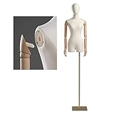 QINGYAN Weiblicher Torso-Schneiderpuppen-Torso, Weibliche Schaufensterpuppe Mit Holzarm, Stabiles Schaufensterregal, Höhenverstellbar Von 150 Bis 210 cm, Metallbasis