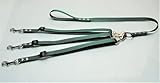 Koppel-Leine erweiterbar, verstellbar 20mm, für mehrere Hunde Dogwalker (Oliv-Grün, 1 Schenkel ohne Leine)