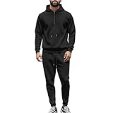 Jogginganzug Herren 2-Teilig Sportanzug Jogginganzug mit Hoodie und Jogginghose Trainingsanzüge Winter Warmth Sportlich Tracksuit Hausanzug mit Tasche Freizeitanzug Hose Trainingsanzug Set(Black,3XL)