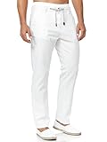 Indicode Herren Veneto Stoffhose aus Leinen & Baumwolle | Leinenhose Freizeithose Männer Offwhite L