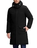 TOMEEK Winterjacke Herren Lang Warm Winterparka Herren Winddicht Steppmantel Outdoor Steppjacke mit Kapuze Daunenjacke Casual Warme Winter Mantel mit Taschen(Schwarz,XL)