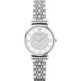 Emporio Armani Uhr für Damen , Zweizeiger Uhrwerk, 32mm Silbernes Edelstahlgehäuse mit Edelstahlarmband, AR1925