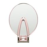 Mipcase Doppelseitiger Handspiegel Facher Vergrößerung Verstellbarer Griff Kompakter Tragbarer Schminkspiegel in Roségold für Makeup Reise und Präzise Gesichtspflege