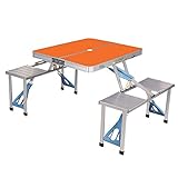 BQDRGHU Camping-Klapptisch, Aluminium, einteiliger Klapptisch, Camping-Grilltisch, tragbarer Picknicktisch und -Stuhl für den Außenbereich, leicht zu tragen, für Picknick am Strand im Freien