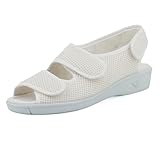 JOMIX Warme Hausschuhe Damen Senioren Hallux Valgus Schuhe Bequeme Sandalen Weite H Klettverschluss Rutschfeste Puschen Indoor (Weiß 39 EU, ES2501)