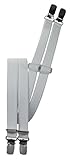 Harrys-Collection Damen Herren Hosenträger mit 4 Clips in 18 mm Breite extra schmal, Farben:weiss