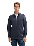 TOM TAILOR Herren Sweatjacke mit Stehkragen, 19024 - Sky Captain Blue White Melange, L