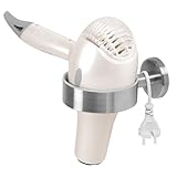 bremermann Bad-Serie Piazza - Haartrocknerhalter, Fönhalter, für kleine und große Föhns geeignet, schafft Ordnung im Badezimmer, aus Edelstahl matt