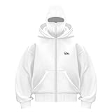 Ninja Hoodie Jacke Mit Sturmhaube Herren Hoodie Y2K Zipper Hoodie Zipper Herren Baklava Zip Hoodie Balaclava Zip Hoodie Herren Sweatjacke Herren Mit Kapuze Balaclava Essentials Hoodie (A02,M)