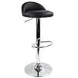 KKTONER Barhocker Tresenhocker höhenverstellbar 60-80cm mit Fußstütze PU Leder Schwarz