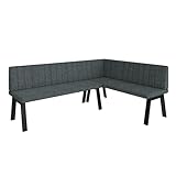 Eckbank Akiko Metal A - Eckbankgruppe für Ihrem Esszimmer, Küche modern, Sitzecke, Essecke. Perfekt für Küche, Büro und Rezeption. Solide und Starke Verarbeitung. (196x142-Rechts-Inari96)