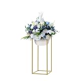 Desnysmf 24*24*60cm 10 Stück Blumentreppe Rechteckig Metall Blumenregal Blumenständer Pflanzentreppe Pflanzenständer, für Hochzeiten, Jubiläen, Geburtstagsfeiern, Goldfarben Einzelheiten