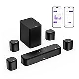 ULTIMEA 7.1ch Soundbar mit Dolby Atmos, TV Soundbar mit Subwoofer & 4 Surround-Lautsprechern, 3D Heimkino Surround Sound System, HDMI eARC, Bluetooth 5.3, App, Home Theater Soundsystem,Aura A60