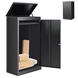 Briefkasten Paketbox für Außen, Paketkasten mit Zahlenschloss, Pulverbeschichteter Stahl Edelstahl Briefkasten, Paketbriefkasten mit wasserdichter & diebstahlsicherer Funktion(53 * 42 * 127cm)