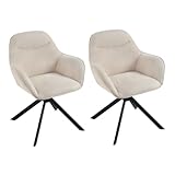 Goeurvant drehstuhl Esszimmer Beige mit Armlehne 2er Set drehbarer esszimmerstuhl Küchenstuhl Polsterstuhl aus Polyester mit Metallbeine und Rückenlehne für Esszimmer Küche Büro