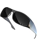 grinderPUNCH Schwarze Sonnenbrille mit super dunklen Gläsern | Reiter im Biker-Stil | Wickelrahmen (Schwarz)