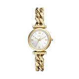 Fossil Damenuhr Carlie, Quarzwerk, 28mm Gold Edelstahlgehäuse mit Edelstahlarmband, ES5203