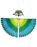Jackolume Vogelflügel-Kostüm, Schal für Kinder, grüner Papageien-Kostüm mit Vogelmaske, buntes Dschungel-Vogel-Filz-Kostüm, Umhang, Halloween-Partyzubehör