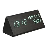 BESTOYARD 4 Stück LED-Wecker Radio Punkt aufwachen digitaler Wecker kinderwecker Uhr Alarm Clock digitalwecker smartwecker LED-Uhr aus Holz Sound-Control-Uhren Holzuhr Abs Black
