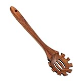 Holzküche Servierlöffel-12,6-Zoll-Spaghetti und Nudellöffel mit eingebauten Zähnen, hitzebeständig und leicht, perfekt zum Rühren, Servieren | Geeignet für Heimküchen, Nudelgerichte