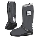 PERLETTI Schuhüberzieher Wasserdicht Neues Modell für Motorrad - Graue Überschuhe Galoschen rutschfest Herren Damen für Regen Schnee - Hohe Regenschutz für Schuhe mit Reflektor (Grau, L (43/45 EU))