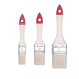 HARDY WORKING TOOLS Flachpinsel-Set 3-teilig, Breite 1 Zoll, 1.5 Zoll, 2 Zoll, Malerpinsel Set mit Holzgriff, Lackierpinsel 3PCS, Serie *30*, A0280-030100, Rot, 1 / 1.5 / 2 Zoll