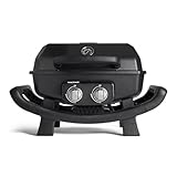 BURNHARD® 2-Brenner Gasgrill WAYNE 4,4 kW – Tragbarer Balkongrill - Tischgasgrill klein mit Aludruckguss Brennkammer inkl. Abdeckhaube - Gusseisen Grillrost