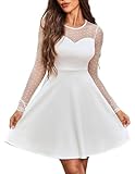 Zeagoo Langarm Kleid Damen Herbst Elegantes Abendkleid A Linie Vintage Kleider Cocktail Festliches Kleid mit Spitze Hochzeitskleid Gast XXL