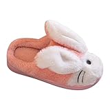 Kinder Hausschuhe Kleinkind Kinder Kinder Mädchen Print Bunny Print Pelzige Schuhe Indoor Hause Warme Hausschuhe Winterschuhe Junge Weiche Hausschuhe Kinder (Pink, 32 Big Kids)