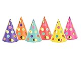PartyDeco Hütchen Dots Mix 16cm 6 Stk. Geburtstagsfeier Geburtstagshüte Happy Birthday Party Dekoration