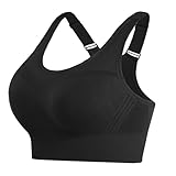 Litherday Sport BH Damen Push Up Bra Sports Anita Sport BH Rückenfrei Bra mit Abnehmbar Gepolstertfür Fitness Jogging Yoga, Schwarz, XL