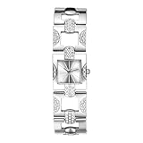 Lancardo Uhren Damen Rechteckige Damenuhren: Glänzende Volldiamant Strass Analoge Quarz Armbanduhren mit Balkenskala Verstellbar Kristallarmband Armkette Uhr Geschenke für Frauen Silber