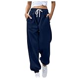 Generisch Damen Sporthose Jogginghose Laufhosen Gummibund Sweathose mit Taschen Stoffhose High Waist Bequeme Lockere Freizeithose Fitness Loungewear