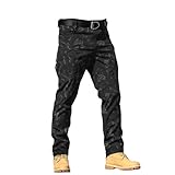 Cargohose Herren Camouflage wasserdichte Arbeitshose | Trainingshose Herren Stretch Taktische Outdoorhose Wanderhose | Loose Fit Sporthose Herren Classic Softshellhose Trekkinghose Chino Hose