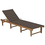 QJBSAVVA Klappbare Sonnenliege mit Auflage aus Massivholz Akazie Höhenverstellbare Rückenlehne 200 x 61 cm Wetterfest & Leicht zu Reinigen für Garten Balkon und Strand