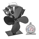 Wärmebetriebener Ofenventilator mit 4 Flügeln für Holz/Holzbrenner, Kamin, entworfen für effiziente warme Luftzirkulation und Reduzierung des Holzverbrauchs mit automatischer Aktivierung