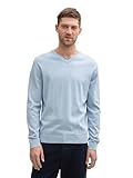 TOM TAILOR Herren Strickpullover mit V-Ausschnitt, 37709 - Light Dove Blue Melange, L