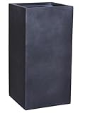 VIVANNO Pflanzkübel Blumenkübel Fiberglas Steinoptik Block 80 cm hoch, Anthrazit