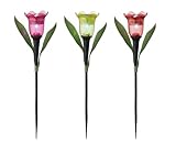 LED Solar Dekoleuchte Blume 28cm Kunststoff 1 Stück sortiert - Deko Solarblume Gartenlicht mit Spieß zum Stecken - Gartenleuchte Kunstblume - Gartenstecker Blumenstecker Außen Garten - Warmweiß