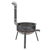Tragbarer Gusseisenofen mit Kamin zum Heizen und Kochen, multifunktionaler Campingkocher für drinnen und draußen, 52 cm