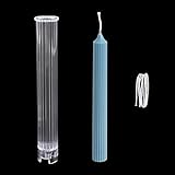 CRAFFANCY Kerzenform, 1 Stück, transparente Kunststoff-Kerzenständerform mit Kerzendocht, Streifen, Säulenform, zylindrische Form für Kirche, Heimdekoration